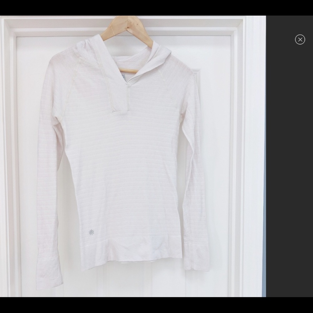 Athleta Woodridge wool blend white tan hoodie